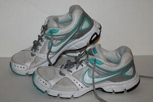 Nike Air Downshifter 4 Running Shoes, #472680-100, Wht/Turq/Slvr, Womens US 6.5